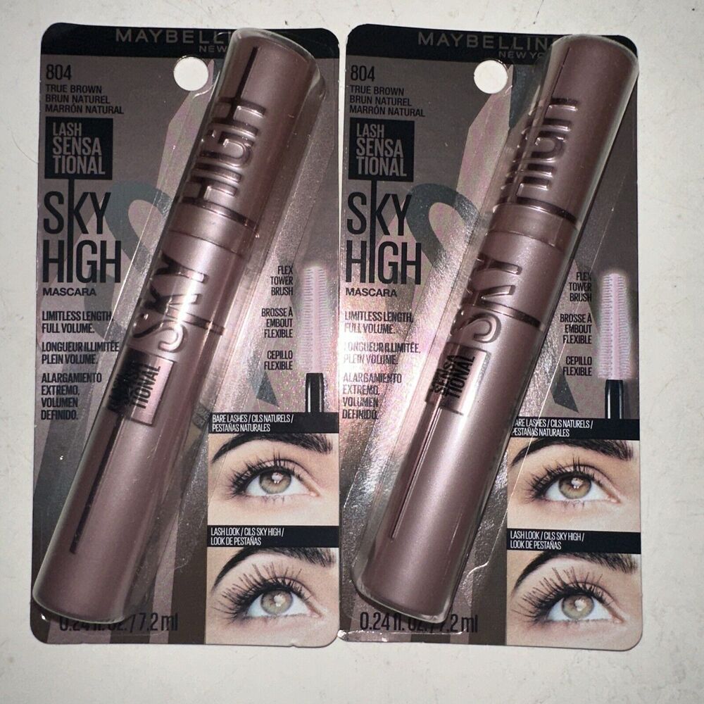 2 Maybelline New York Lash Sensational Sky High Mascara #804 True Brown 7.2 ml
